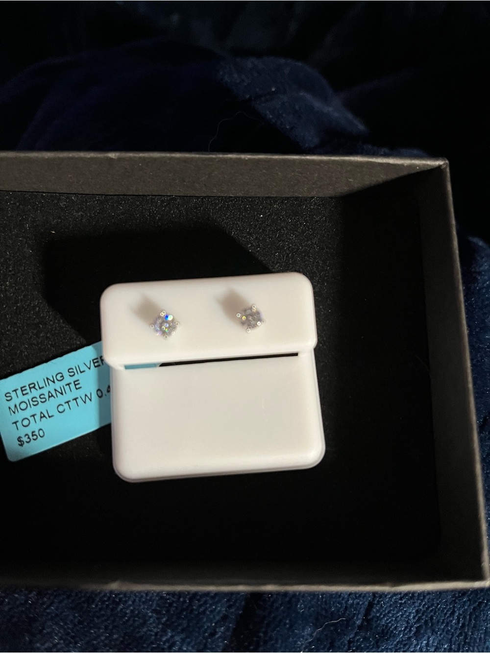 Sterling Silver Moissanite Stud Earrings - Clear/White.44ct